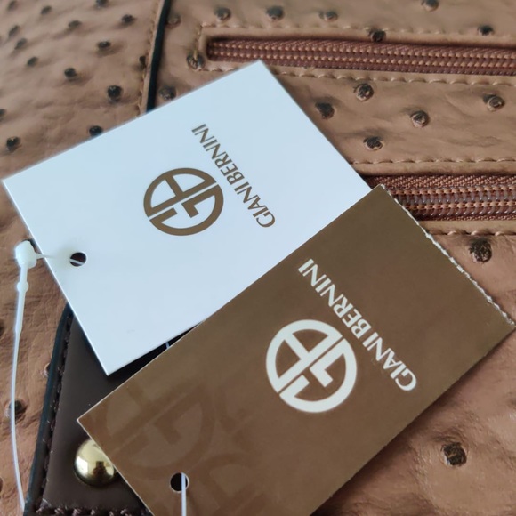 GIANI BERNINI Ostrich-Embossed Dome Satchel handbag - Picture 4 of 9